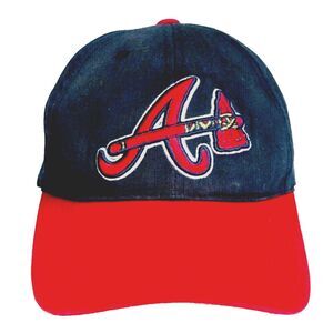 Atlanta Braves Cap Large Tomahawk Logo Outdoor Team MLB Blue Red S M Strap